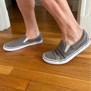 Shoes For Crews Merlin Canvas Slip-on Gray/White Non-Slip Work Shoe‎ Size 12 GUC